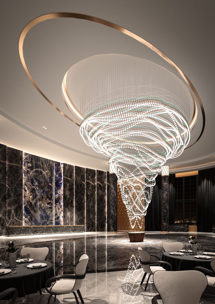 定制酒店大堂展厅销售沙盘吊灯山波形多层艺术大型吊灯 - buy