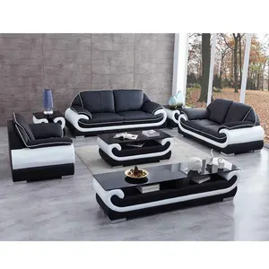 Sofá sofá reclinável elétrico moderno de 3 lugares em couro genuíno tufado preto