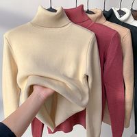 Pull col roulé en velours tricoté pour femme PASUXI, style streetwear, coupe slim, avec fermeture éclair avant et doublure polaire pour plus de chaleur
