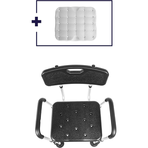 <b>Padded</b> Shower <b>Chair</b> (150 kg), Bath <b>Chairs</b> for Seniors, Black Seat KMINA K30016 - Product Image 1
