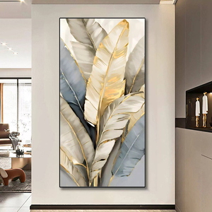 Mintura fatta a mano in tela di fiori astratti arte murale stile moderno europeo minimalismo foglia di Banana pittura a olio fiori dipinti - Product Image 3