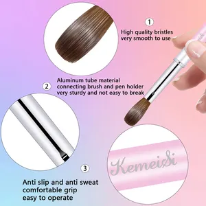 Pinceau à ongles en acrylique 100% Kolinsky de bonne qualité, pinceau en vison pour nail art, manche en bois, pinceau pour gel, outils de manucure, taille 8-16 - Product Image 3