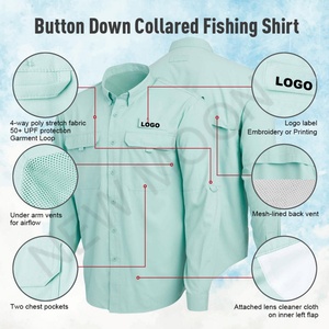 เสื้อเชิ้ตตกปลาแบบแห้งเร็ว ป้องกันแสงแดด สำหรับกิจกรรมกลางแจ้ง แบบสั่งทำขายส่ง มีกระเป๋าและกระดุม แขนยาว - Product Image 6