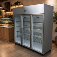 Réfrigérateur commercial à trois portes vitrées pour boissons, vertical, refroidissement par air, LED, dégivrage automatique, A+++ Économe en énergie
