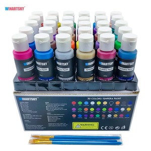Juego de Pintura <span class=keywords><strong>Tempera</strong></span> Lavable de 30 Colores y 60 ml con 3 Pinceles para Niños, Pintura para Manualidades - Product Image 1