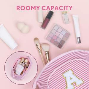 Bolsas de Maquillaje Iniciales para Mujeres y Adolescentes, Linda Bolsa de Maquillaje Rosa, Bolsa de Cosméticos Personalizada, Regalos Personalizados - Product Image 3
