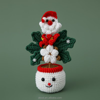Décoration de Noël faite à la main en crochet : Père Noël en pot, arbre de Noël en fil, ornement de table, décoration de maison pour les fêtes, cadeau, vente en gros