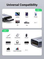UGREEN Adaptateur USBC vers USB US270 Adaptateur OTG Adaptateur USB C mâle vers USB 3.0 femelle Prend en charge le transfert de données et la charge