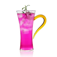 Tasses à boisson en verre borosilicate de haute qualité Beauty Shape, avec poignée colorée épaissie, tasse à latte fine