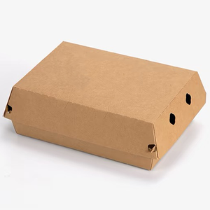 Fabricantes de China Caja de hamburguesas de papel Kraft impresa personalizada Diseño de logotipo Hamburguesas de grado alimenticio Caja de embalaje de hamburguesas - Product Image 1