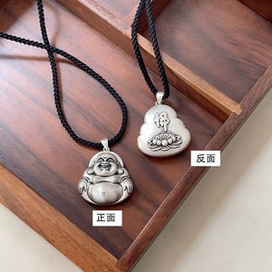 Colgante de Buda Maitreya en Plata de Ley S925 con Acabado Antiguo, Collar Unisex para Uso Diario - Product Image 1