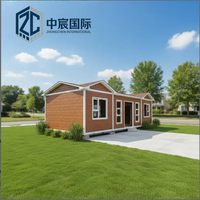 Maison modulaire préfabriquée en acier léger Zhongchen avec revêtement en bois, durable et portable, pour chantier de construction