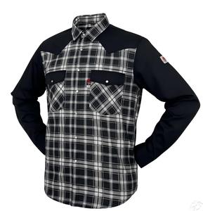 Chemise de soudage et de découpe antistatique tendance, respirante, ignifuge, en coton FRC, ATPV 8.5 <span class=keywords><strong>CAL</strong></span>, motif rayé et manches noires, vente chaude - Product Image 4