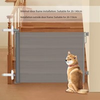 Barrière de sécurité rétractable pour animaux de compagnie à un bouton, verrouillage automatique, parc pour escaliers/portes, largeur réglable pour différentes installations, clôture pour chien