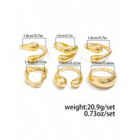 Anillo de Moda al por Mayor ChuYao, Forma Geométrica Irregular, Tungsteno Electrochapado con Efecto Metálico, Diseño Abierto, Multipiezas para Mujer
