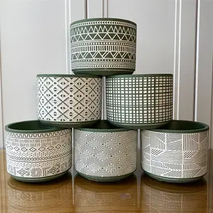 Vaso de flores para decoração, jardim, decoração listrada de luxo, potes nórdicos de mesa, vaso de flores de cimento para sala de estar