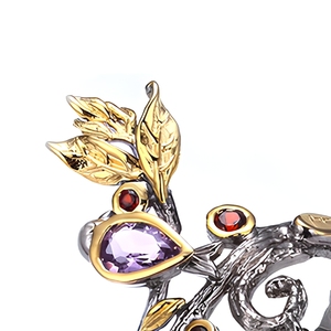 Flower Amethyst <strong>Garnet</strong> Stone 925 Sterling <strong>Silver</strong> Jewelry <strong>Ring</strong> for Girl - Product Image 4