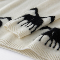 Pull en cachemire personnalisé pour femme, col rond, imprimé unique, pull décontracté haut de gamme
