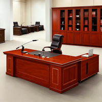 Escritorio Ejecutivo de Lujo, Escritorio de Madera para Gerentes con Gabinete de Almacenamiento, Muebles de Oficina Modernos para Espacios Corporativos