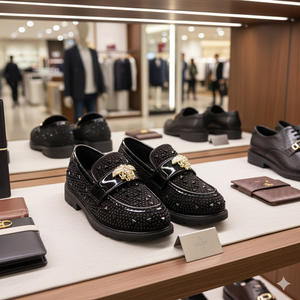 Новые модные туфли 2025 года для мальчиков и девочек, туфли с водными стразами, черные туфли из искусственной кожи для детей и взрослых - Product Image 3