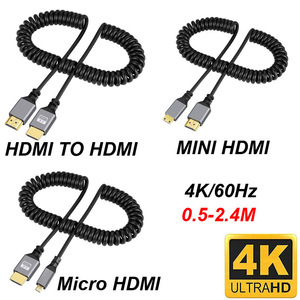Câble HDMI 2.0 4K haute vitesse, Mini Micro HDMI vers HDMI mâle-mâle, rallonge en spirale pour TV - Product Image 2