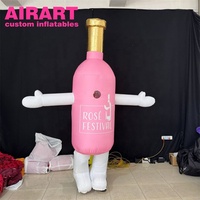 Costume de bouteille rose gonflable de mascotte de décoration de défilé de 2m, costume gonflable de forme de bouteille de vin
