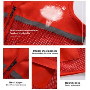 Promotional Custom Reflective With Logo for <b>Construction</b> Engineering <b>Clothes</b> Multi-Pocket Zipper <b>Work</b> Safety Vest - Product Image 5