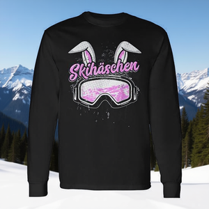 T-shirt à manches longues Ski Bunny, lunettes de ski, oreilles de lapin roses, vêtements après-ski - Product Image 3