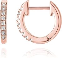 925 argent aiguille scintillant zircon cubique Huggie boucles d'oreilles élégant 14K plaqué or géométrique cercle boucles d'oreilles pour les femmes