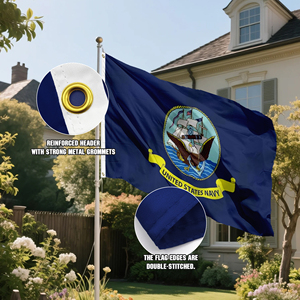 ธงกองทัพเรือสหรัฐอเมริกา ขนาด 3x5 ฟุต พร้อมตราประทับอย่างเป็นทางการ USN ธงสีน้ำเงิน ผลิตจากโพลีเอสเตอร์คุณภาพสูง เหมาะสำหรับเป็นของขวัญเพื่อแสดงความขอบคุณแก่ทหารผ่านศึก - Product Image 4