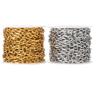 Beveled Oval Link Chain | 18K PVD Gold Stainless Steel Square <b>Wire</b> Chain for DIY Necklace Bracelet Making - Product Image 5