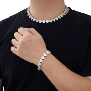 Collar de Cadena de Tenis con Corazones de Circonita Cúbica 5A de Corte Mixto de 12mm, Chapado en Latón, con Incrustaciones de Circonitas, para Mujer, Regalo de San Valentín - Product Image 3