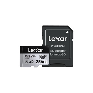 Lexar Professional SILVER PLUS 256GB U3 A2 V30 MicroSDXC สำหรับกล้อง โดรน แท็บเล็ต โทรศัพท์มือถือ และอื่นๆ - Product Image 1