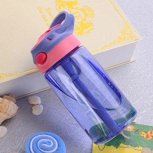 Garrafa de Água Ecológica Barata com Canudo para Crianças e Estudantes, Garrafa Plástica de 500ml com Padrão de Desenho Animado, Copo de Viagem para Água Fervente - Product Image 1