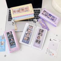 Porte-cartes PVC tendance à quatre compartiments, album photo autocollant 4 découpes, classeur PVC pour photocartes, idéal pour les bandes de selfie coréennes Purikura