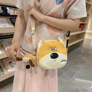 Summer Crossbody Bag For Women Round Canvas Cartoon Puppy Zipper Shoulder Bag Everyday Outfits Cell Phone Pouch - Product Image 2
