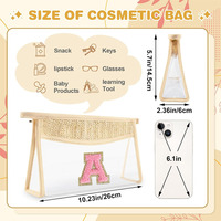 Pochette à maquillage transparente avec patch en chenille et fermeture éclair