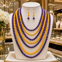 Nouveau collier ras-du-cou à plusieurs rangs avec perles bleues et jaunes, bijou tendance pour femmes, idéal pour les soirées, motif Sorority Sigma Gamma