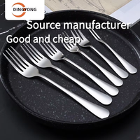 Dinyon OEM/ODM Cuillère-fourchette en acier inoxydable 1010 à long manche, finition miroir, pour café, dessert, soupe, aliments, hôtels et restaurants populaires
