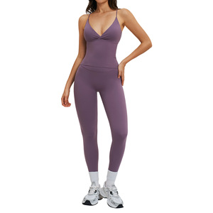 Conjunto de yoga Disko Sport de dos piezas, color sólido, sin espalda, ajuste ceñido, para ciclismo y running al aire libre TZ5544 5 - Product Image 4