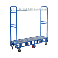 Chariot de déménagement à double couche en acier inoxydable avec grille métallique, barre de suspension supérieure, quatre roues en caoutchouc silencieuses, outils