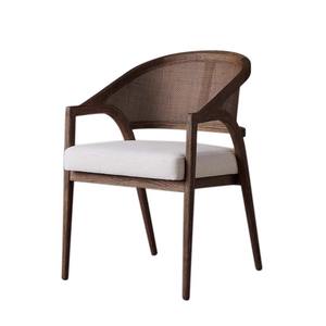 Hot Selling Mid Century Modern Solid Wood Rattan Dining <strong>Arm</strong> <strong>Chair</strong> with Upholstered Cushion for Home Hotel Restaurant - Product Image 5