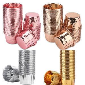 Rolled Edge Muffin Cups 50 Pcs Gold Silver Rose Gold Aluminum Foil Oven Safe Cake Tools - Product Image 3