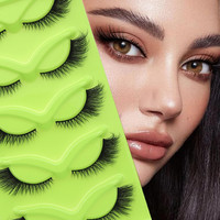 Populaires 5 paires de faux cils œil-de-chat naturellement épais et volumineux, cils recourbés effet œil de renard, cils obliques effet œil de renard volant