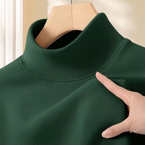 <span class=keywords><strong>Camiseta</strong></span> de <span class=keywords><strong>manga</strong></span> <span class=keywords><strong>larga</strong></span> de terciopelo alemán de <span class=keywords><strong>cuello</strong></span> medio <span class=keywords><strong>alto</strong></span> y corte holgado para hombre, exportación transfronteriza, <span class=keywords><strong>camiseta</strong></span> interior a <span class=keywords><strong>rayas</strong></span> para otoño e invierno - Product Image 4