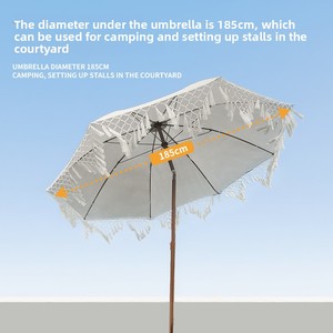 Ombrellone Parasole <span class=keywords><strong>da</strong></span> Esterno per Spiaggia, Giardino e <span class=keywords><strong>Terrazzo</strong></span>, con Nappe, Personalizzabile per Commercio Estero Transfrontaliero - Product Image 1