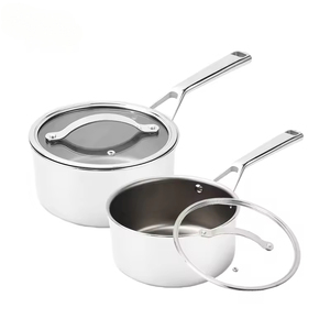 Casserole GETWICK en titane pur, acier inoxydable triple couche, antiadhésive, compatible induction, couvercle en verre trempé, design européen - Product Image 1