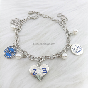 Sorority exquisita alta calidad griega Zeta Phi Beta ZPB letra encantos 1920 signo colgante mujeres moda pulseras joyería - Product Image 2