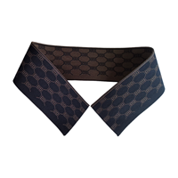 Col tricoté côtelé avec monogramme jacquard pour polo, vêtements de sport, uniforme, en coton et élasthanne