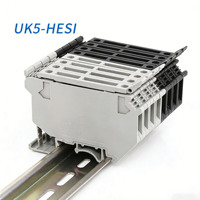 Bloque de terminales de fusibles para riel DIN C45 UK5-HESI de 2 polos y 6.3A, gris, con resistencia de tornillo, para luz LED, conector de cable de plástico, herramientas